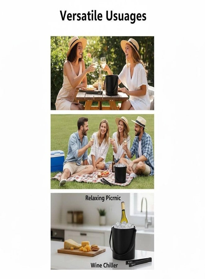 finality Stainless Steel Insulated Double Walled Black Ice Bucket with Lid & Handle, 1.5L, Ice Tong, Keeps Ice Cold for Long Hours, Bar Tools for Home Bar Accessories, Mini Bar - Image 5